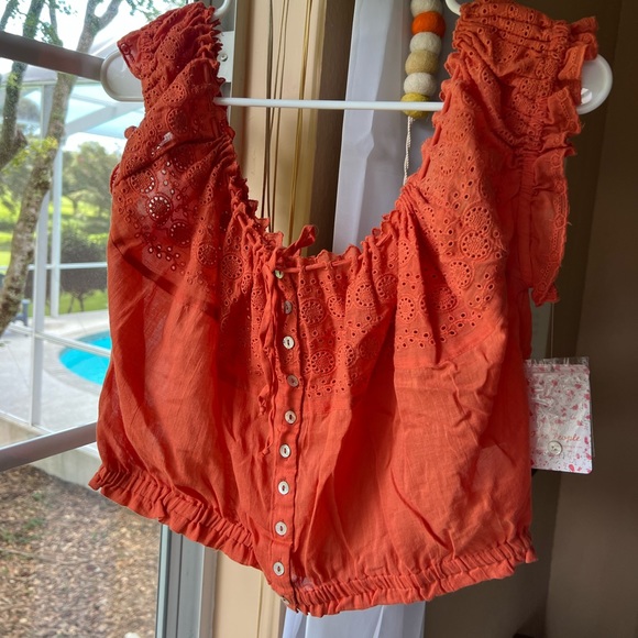 NWT Free People Eyelet You A Lot Crop Orange - Picture 9 of 10